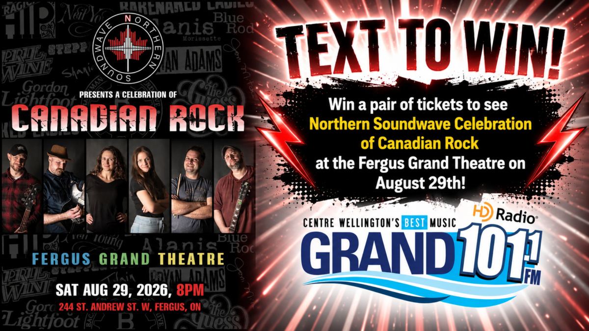 TEXT TO WIN: Win a Pair of Tickets to see Canadian Rock at the Fergus Grand Theatre!